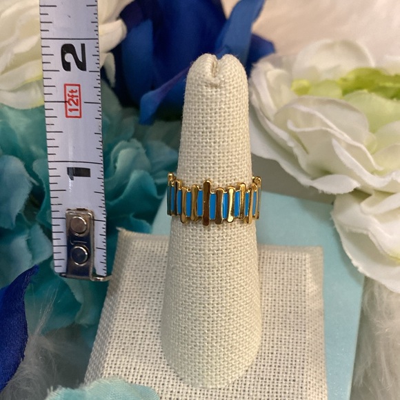 Turquoise & Gold Offset Accent Ring NEW! - Picture 2 of 5